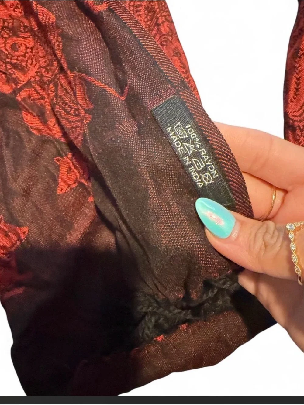 Brown & Orange Decorative Fringe Scarf with Ganesha Motif